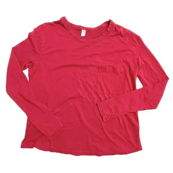 Nordstrom's bp Red Rumba Slouch Pocket Long Sleeve Tee Size Medium - Picture 5 of 8